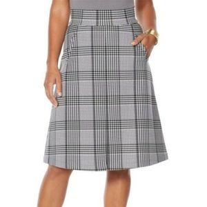 IMAN Global Chic Inverted Pleat A-Line Skirt Classic Gray